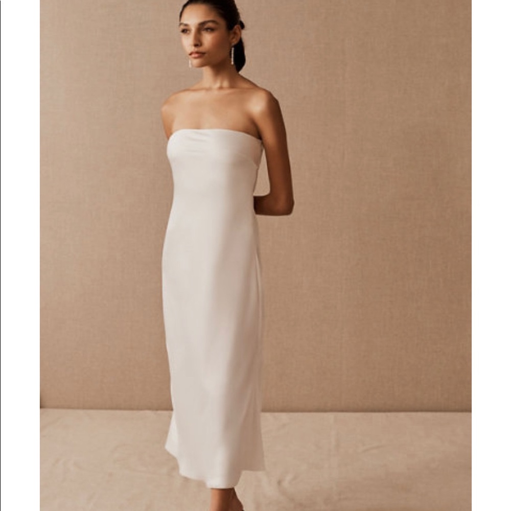 **NWT** Bhldn x Sachin & Babi Aubrey Dress Size 0 | Ivory Satin Midi Dress